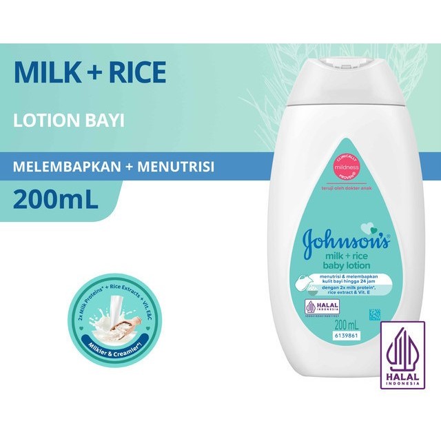 Jual johnsons milk + rice baby lotion 200ml | Shopee Indonesia