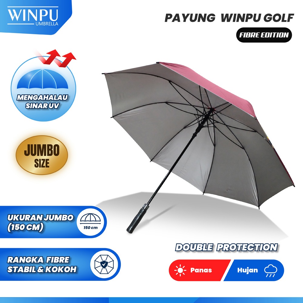 Jual WINPU Payung Besar Jumbo Golf Otomatis Jari Fiber Premium Quality ...