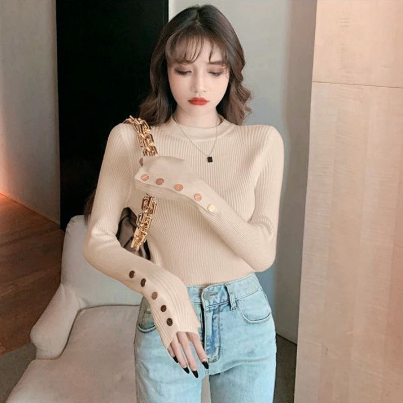 Jual Manset Inara Rajut Wanita Turtileneck Knit/Kancing/Idup | Shopee ...