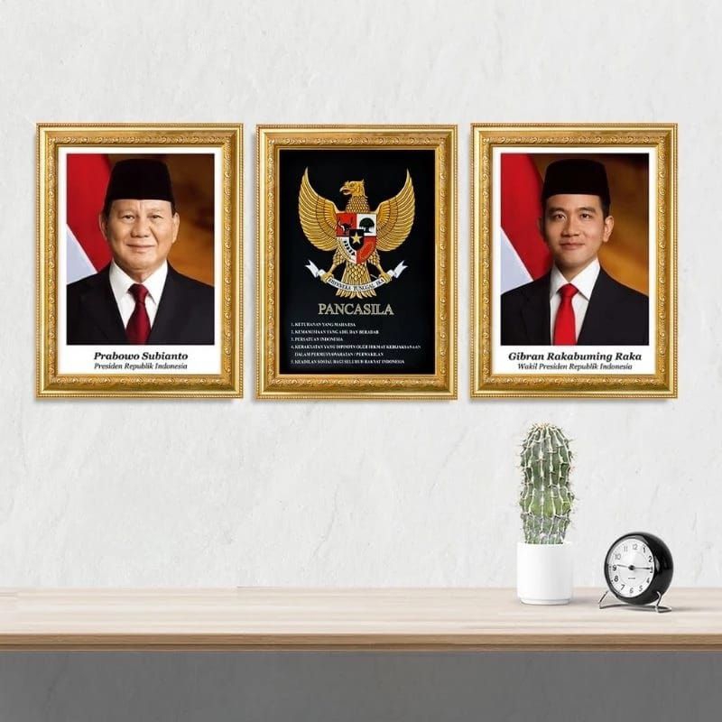 Jual Gambar Foto Poster Presiden Dan Wakil Indonesia Bingkai Prabowo Gibran Terbaru 2024 Premium