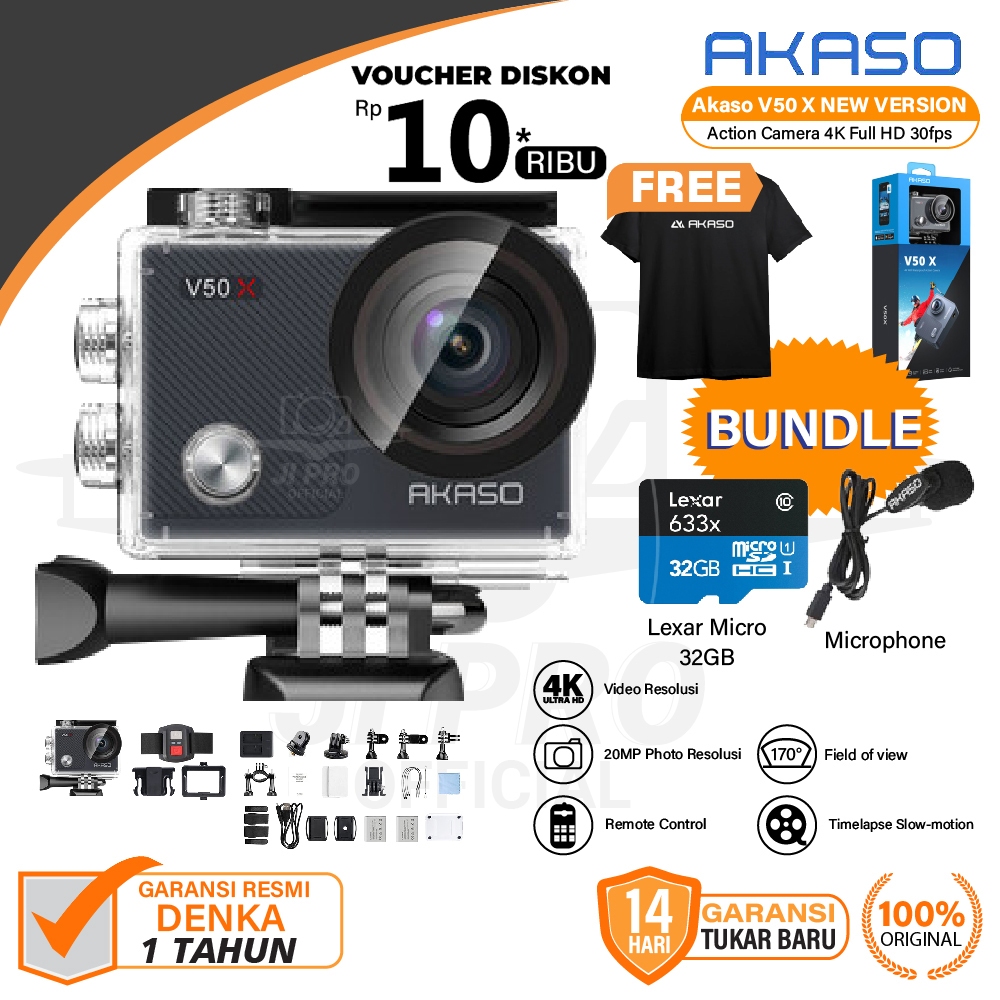Jual AKASO V50 X 4K New Version 30fps WiFi Action Camera V50X Resmi