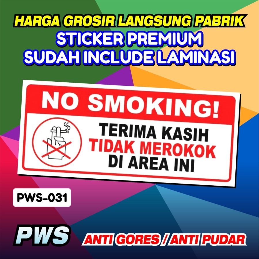 Jual Stiker 30x40 Safety Sign Terima Kasih Tidak Merokok Di Area Ini K3 ...