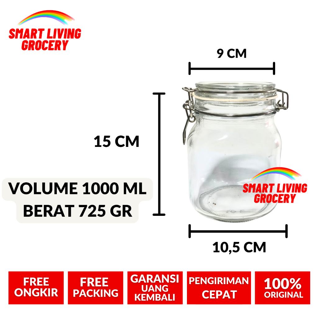 Jual Toples Kaca Kedap Udara Liter Toples Botol Jar Tempat Wadah