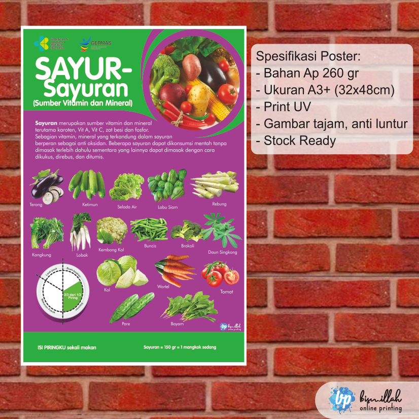 Jual Poster kesehatan sayur sayuran sumber vitamin dan mineral | Shopee ...