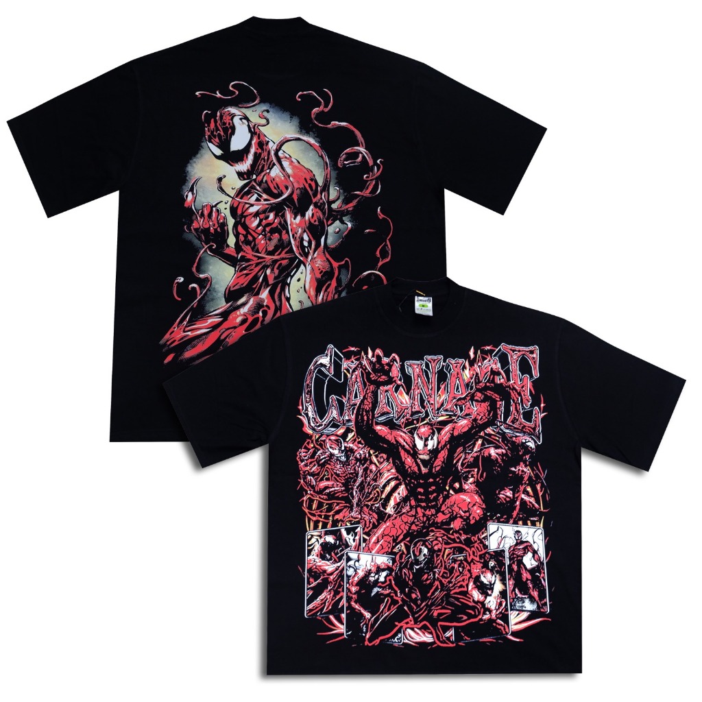 Marvel Venom Carnage T-Shirt For Boys - Black Graphic Tee, Sizes 9-11 Years, Official Merchandise