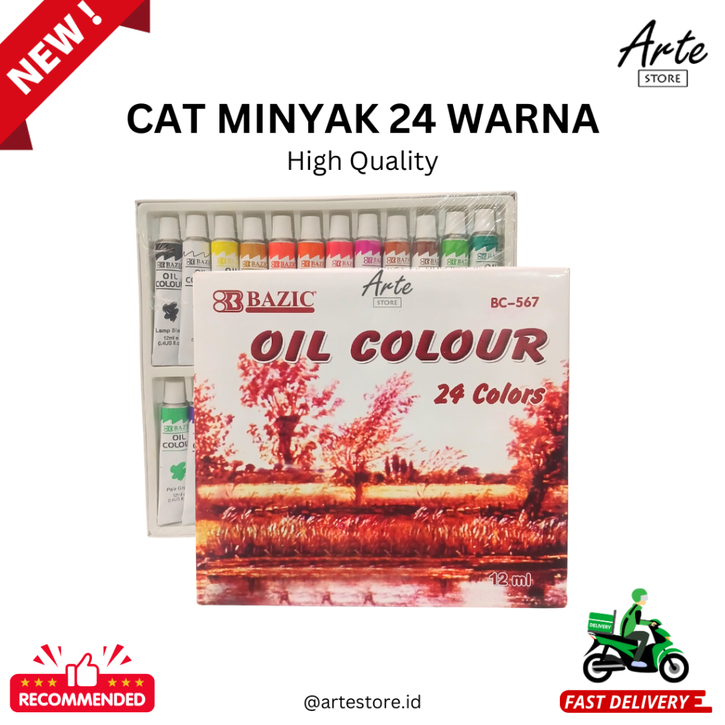 Jual Cat Minyak - Bazic Oil Color Set 24 Warna | Shopee Indonesia