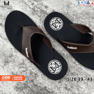 Mantessi Sandal Jepit Pria Distro / Sendal Jepit Cowok - Batik Coklat