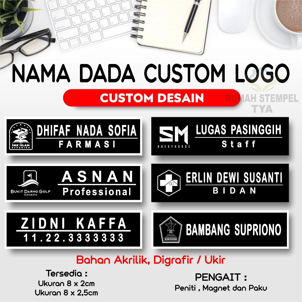 Jual KHUSUS CUSTOM PAKAI LOGO Nametag / Nama dada Ukir (Grafir) / Nama ...