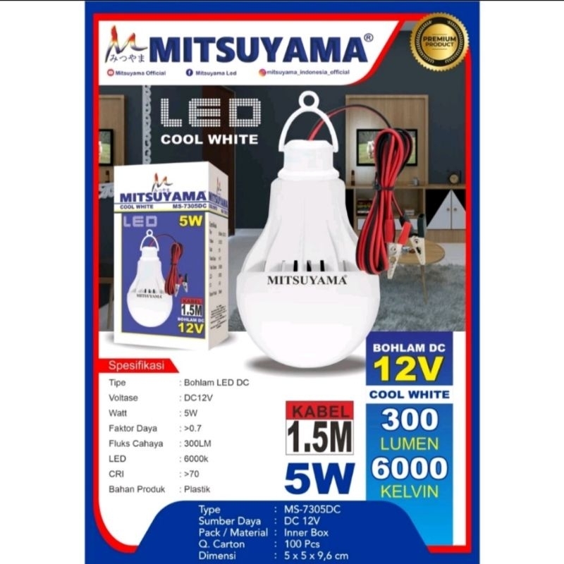 Jual Lampu Bohlam LED DC 12v 5, 10, 15 Watt Mitsuyama Colok Aki / Solar ...