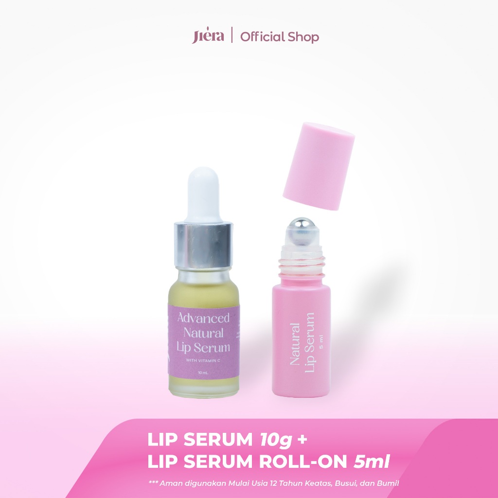 Jual Jiera Natural Lip Serum 5ml Roll on +JIERA Natural Lip Serum 10ml