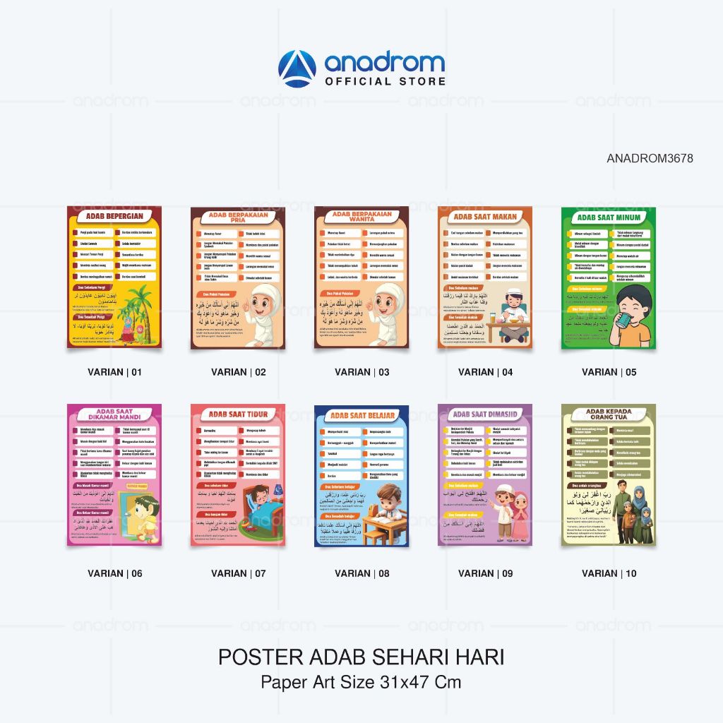 Jual Poster Adab Sehari Hari | Poster Edukasi Islamic Anak | Anadrom ...