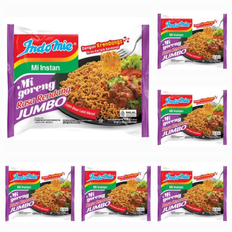 Jual Indomie Mi Instan Mi Goreng Rasa Rendang Jumbo 120 Gr | Shopee ...