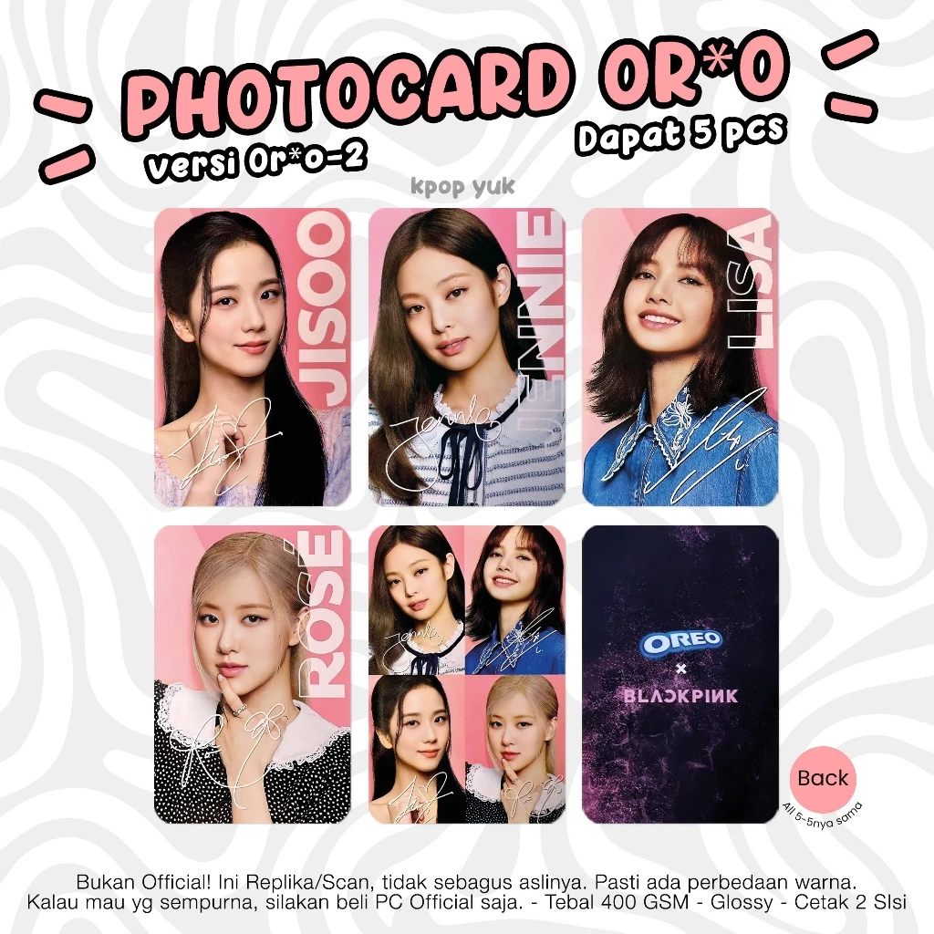 PHOTOCARD PC BLACKPINK OR*O UNOFFICIAL KPOP