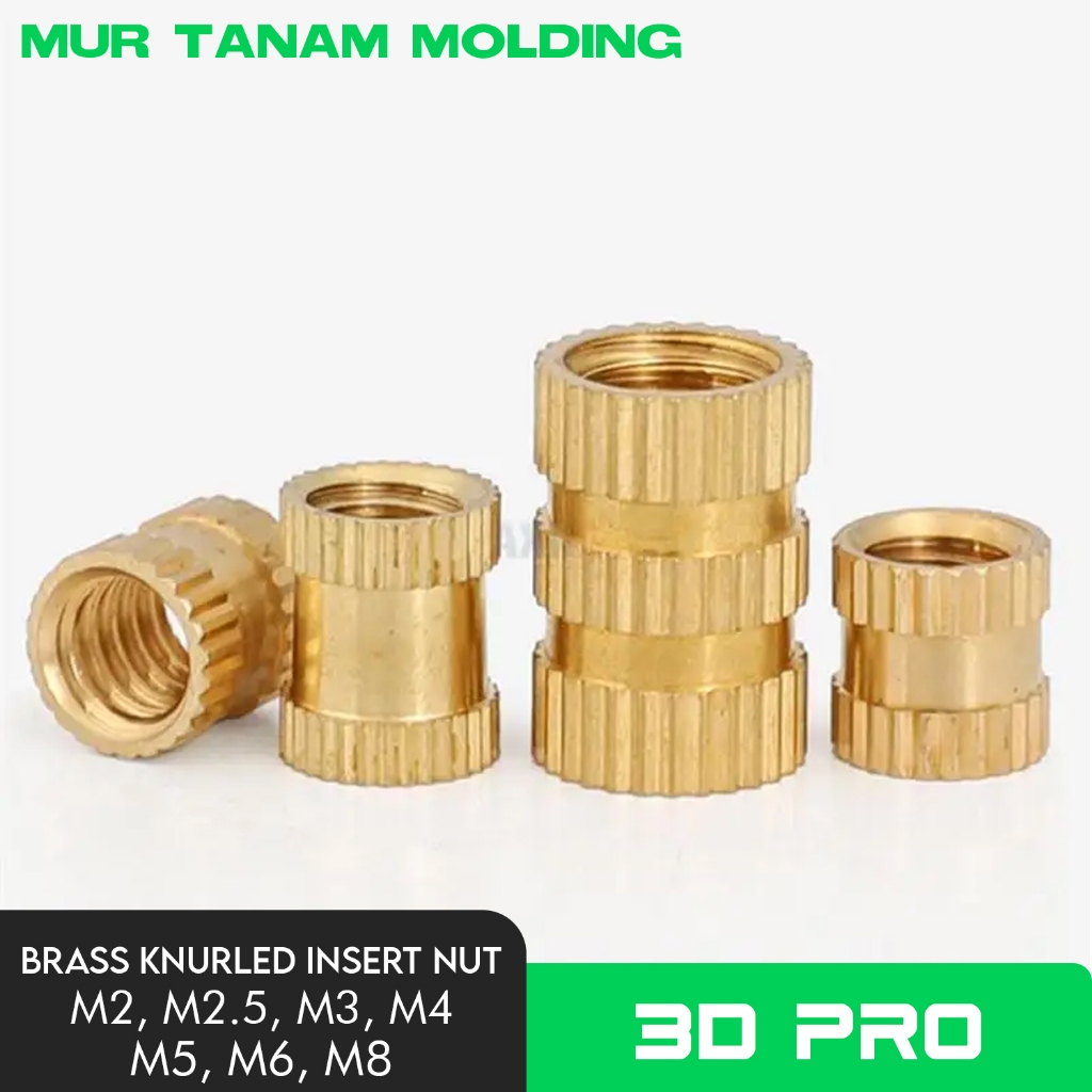 Jual M2 M2.5 M3 M4 M5 M6 M8 Brass Copper Thread Knurled Insert Nut Mur ...
