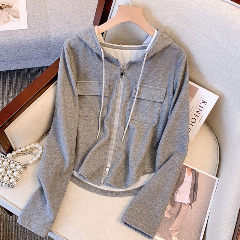 Jual Sweater hoodie hoodie double resleting abu-abu tua yang modis