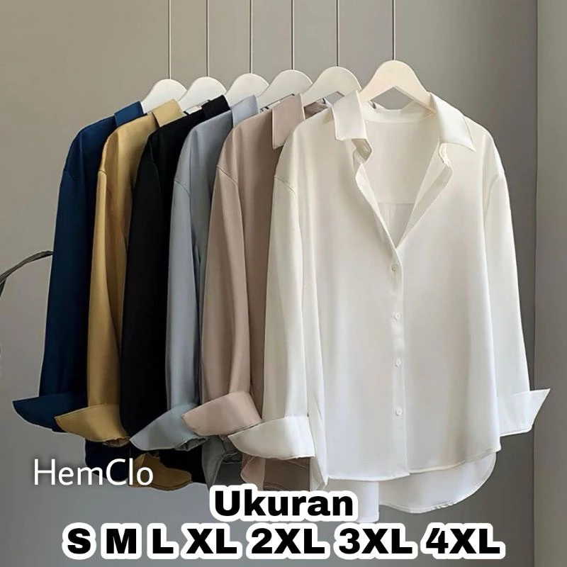 Elegansi Tanpa Batas dengan HemClo Kemeja Polos Wanita Ukuran M Hingga 4XL