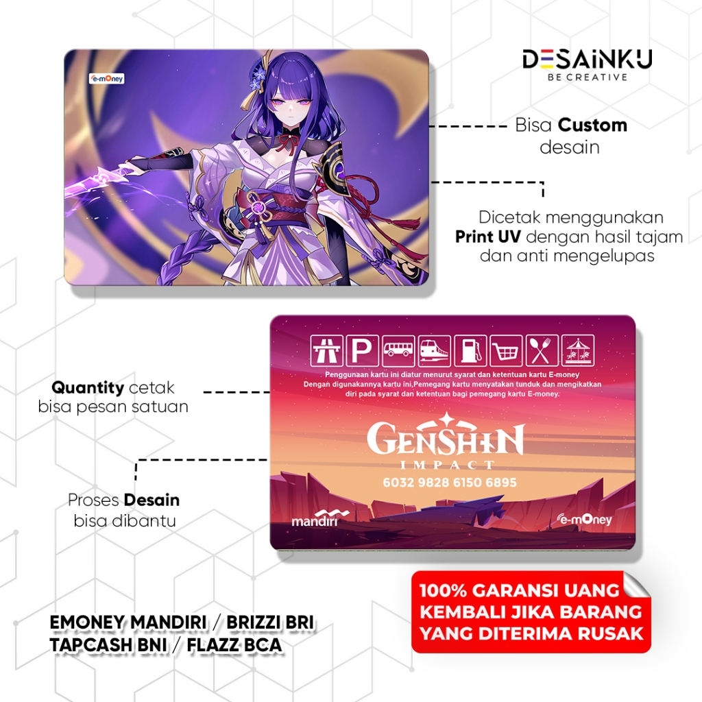 Jual Emoney / Tap Cash / Flazz / Brizzi / GENSHIN IMPACT edisi RAIDEN ...