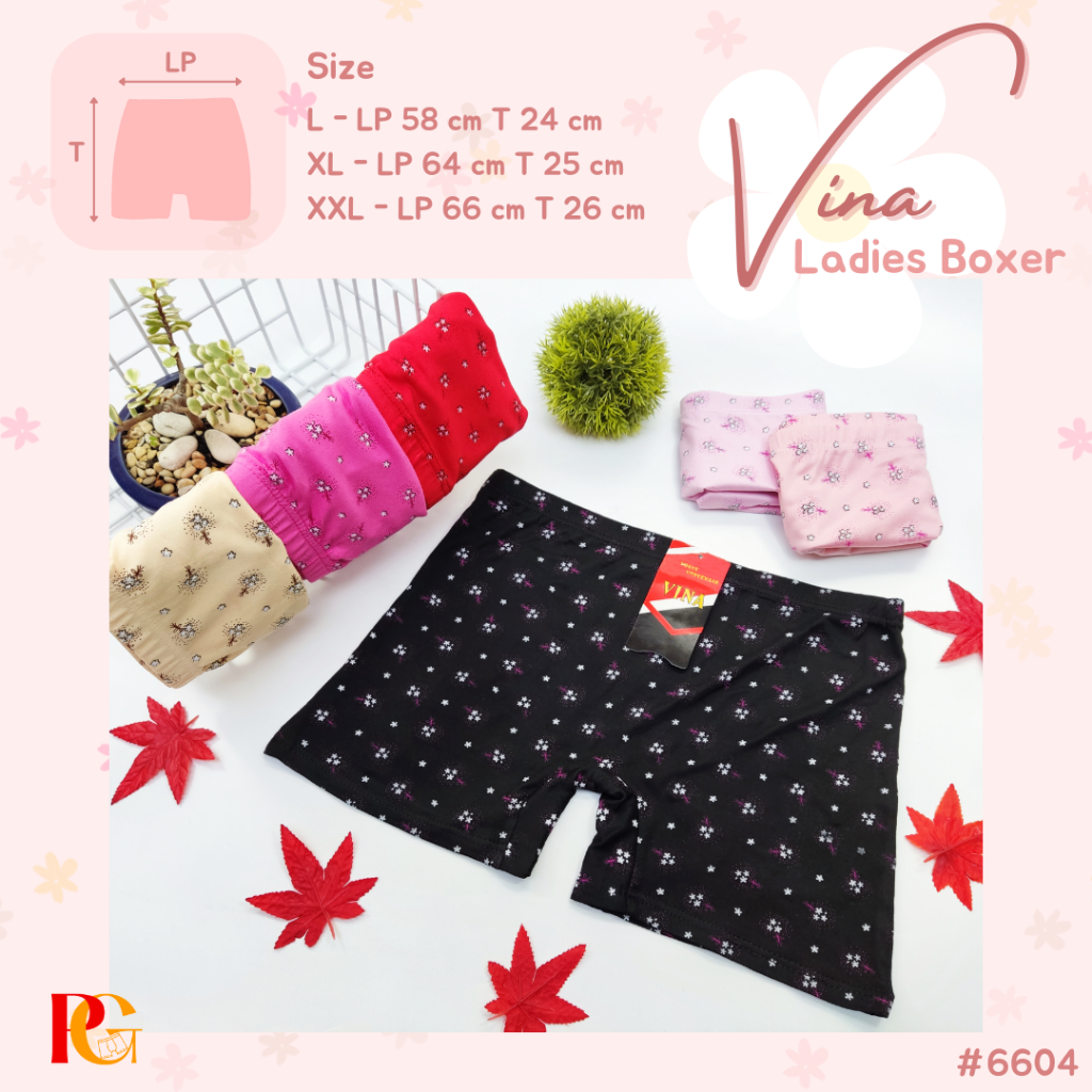 Jual 3, 4 Pcs VINA BUNGA 6604 Celana Dalam CD Boxer Brief Wanita, Cewek ...