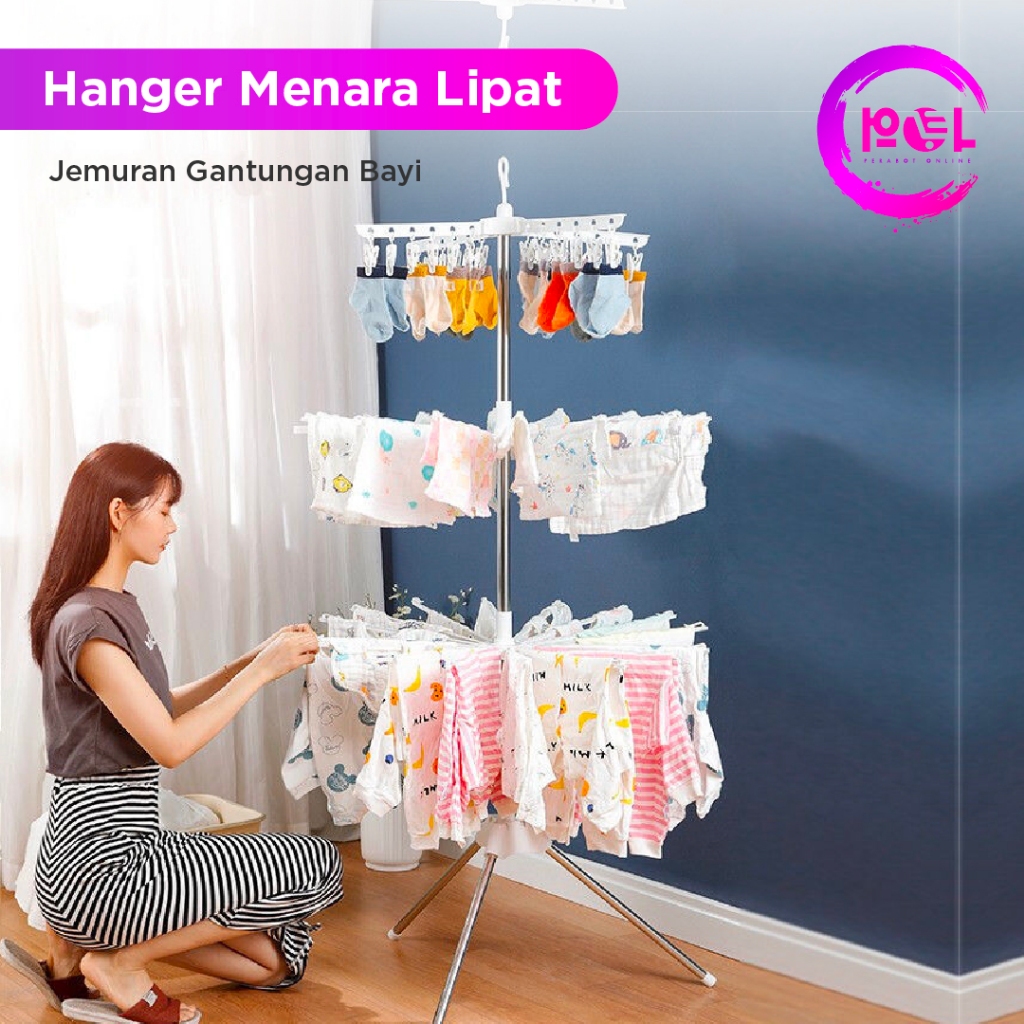 Jual Pol Cod Jemuran Baju Menara Susun Jemuran Bayi Lipat Gantungan Baju Portable