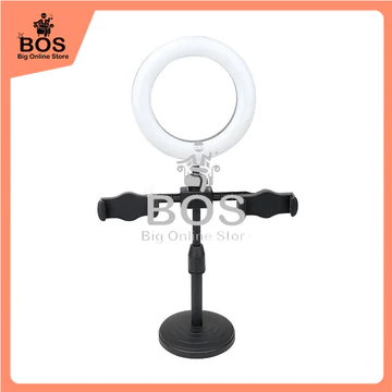 BOS Paket Ringlight 16cm Tripod Mini Stand 28cm 2 Holder HP Live Stream Make Up Vlog