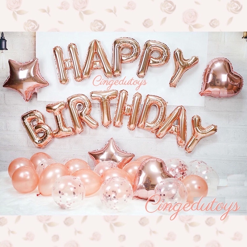 Jual Paket Balon Happy birthday tema rose gold Romantis RR1 | Shopee ...