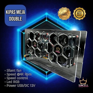 Jual Kipas fan Double led emergency RGB fan 9 cm | Shopee Indonesia