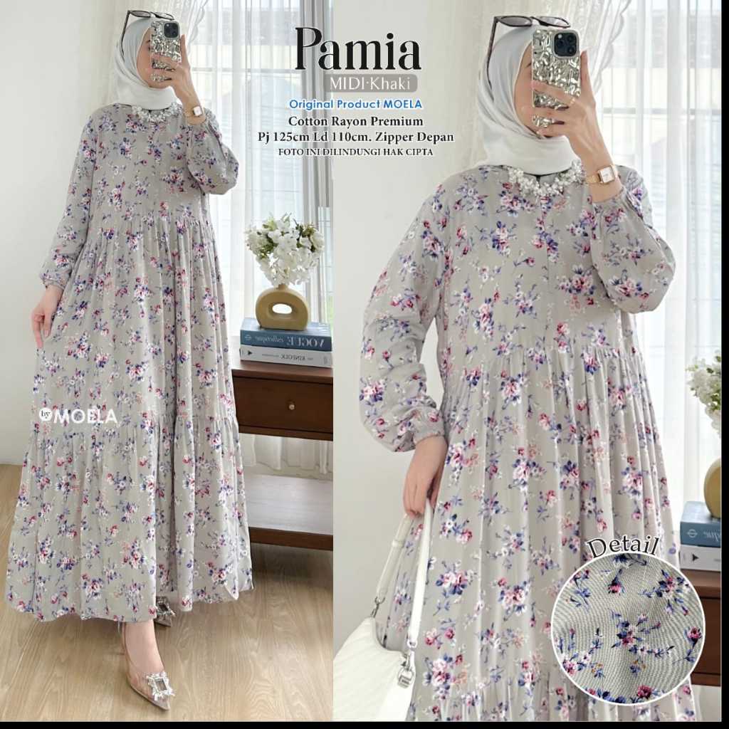 Jual Pamia Midi Dress Motif / Moela Brand | Shopee Indonesia