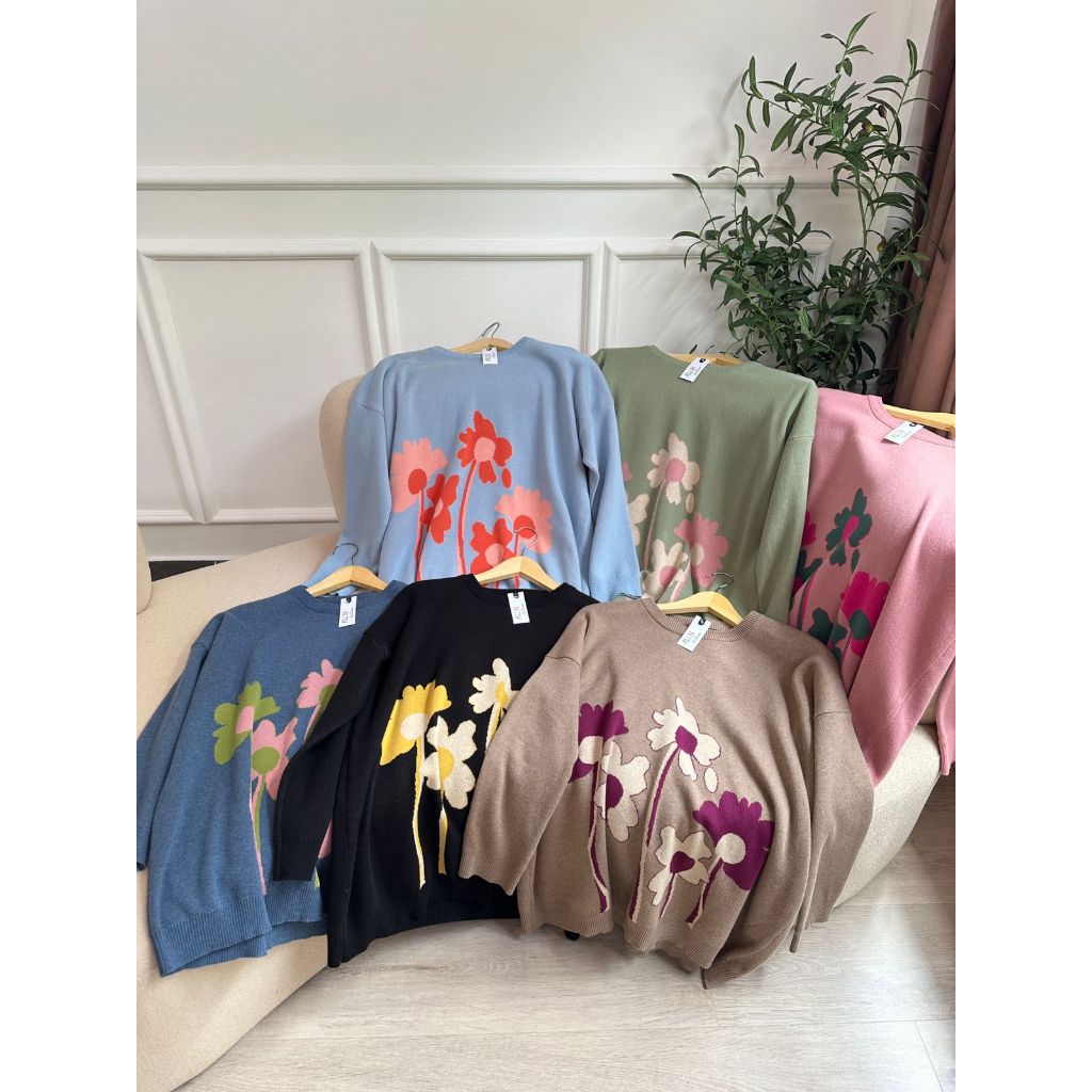 Jual [ALLN Knitwear] Fanela Bunga Knitwear Oversize Atasan Wanita ...