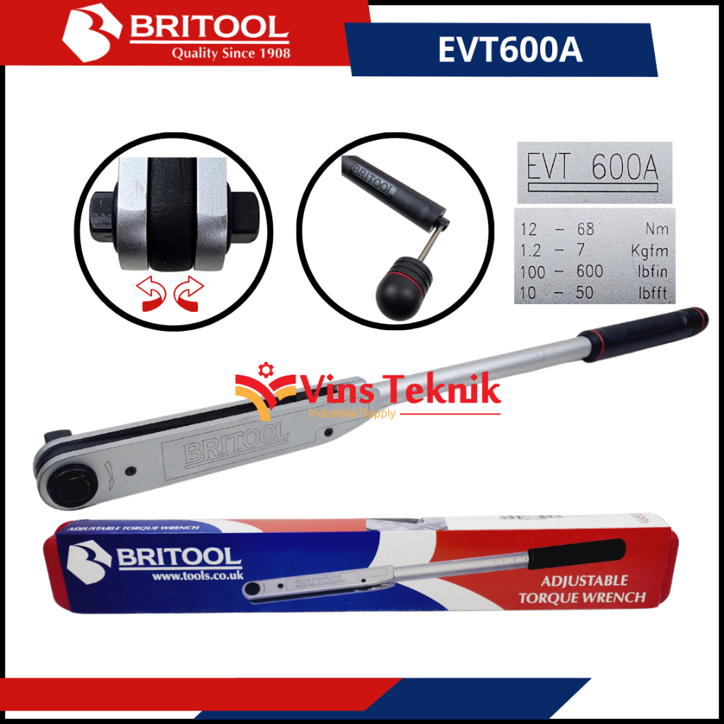 Jual Kunci Momen Kunci Torsi 1 2inch Torque Wrench EVT600A BRITOOL EVT