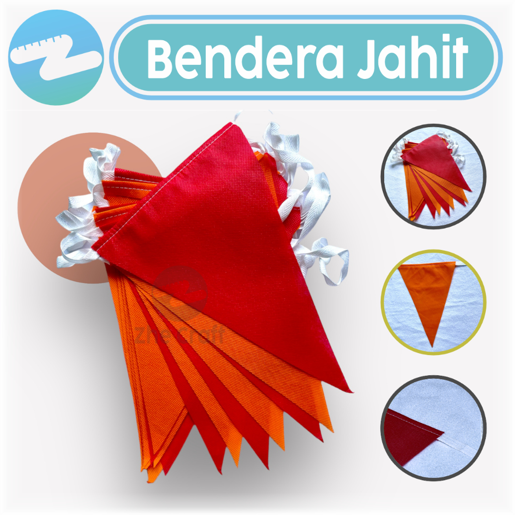 Jual Bendera Bunting Bendera Finishing Jahit Segitiga Festival Segitiga Warna Merah Orange 3774