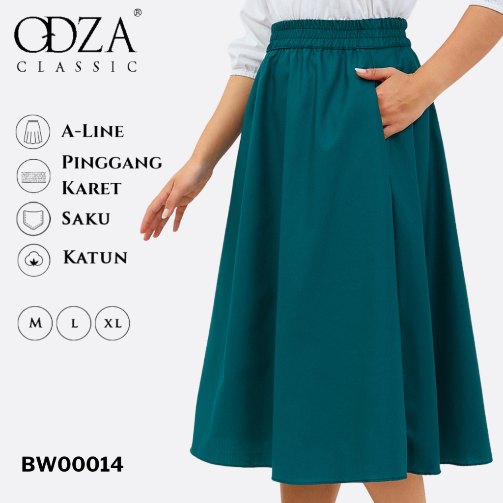 Jual Odza Classic Rok Panjang 3/4 Wanita Polos Pinggang Karet A-Line ...