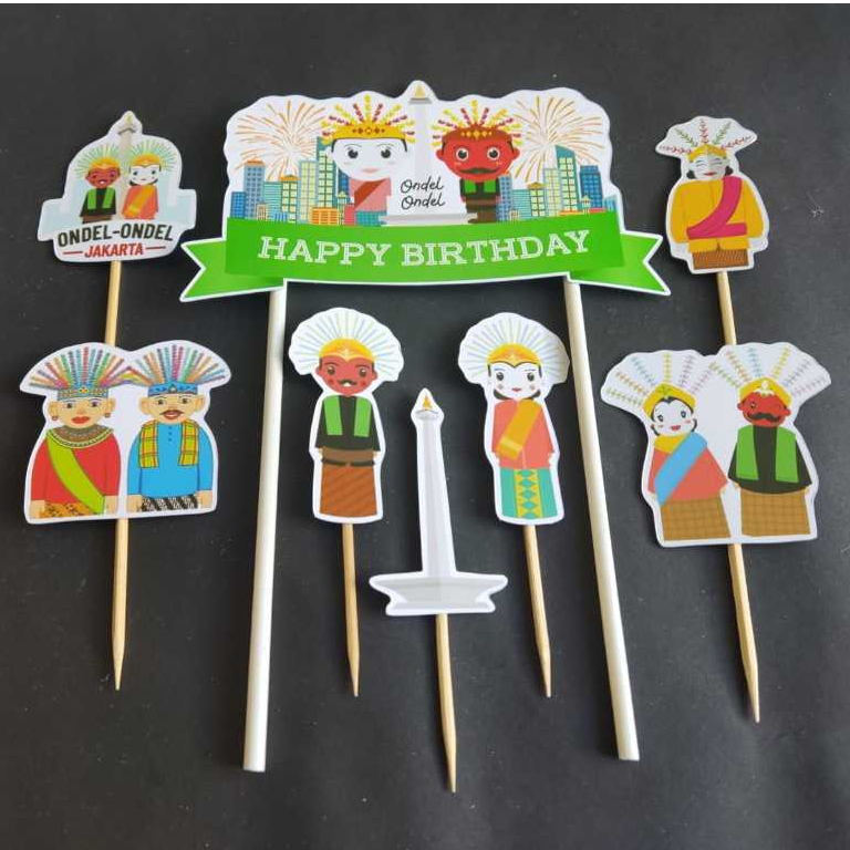 Jual topper ondel-ondel jakarta hiasan kue ulang tahun | Shopee Indonesia