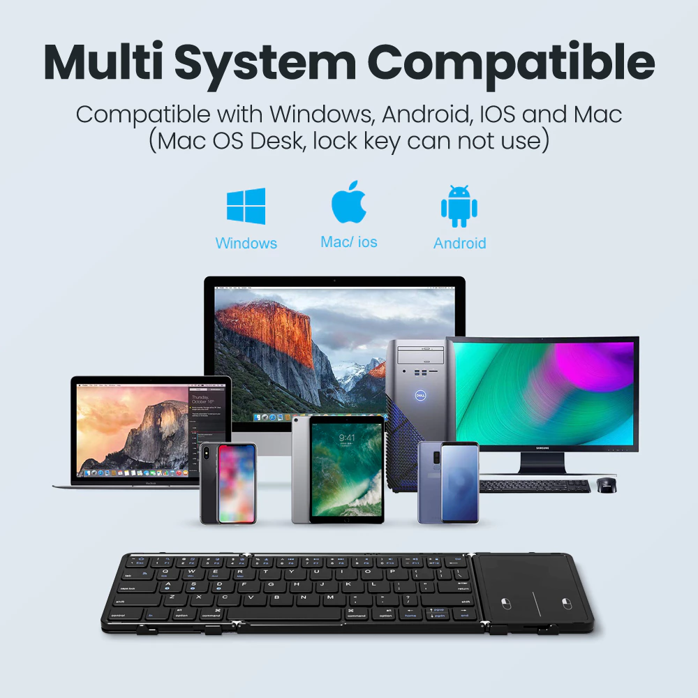 AVATTO keyboard lipat nirkabel Bluetooth 5.1, papan ketik dengan koneksi 3 saluran untuk Windows Android IOS Tablet ipad ponsel - foto 1