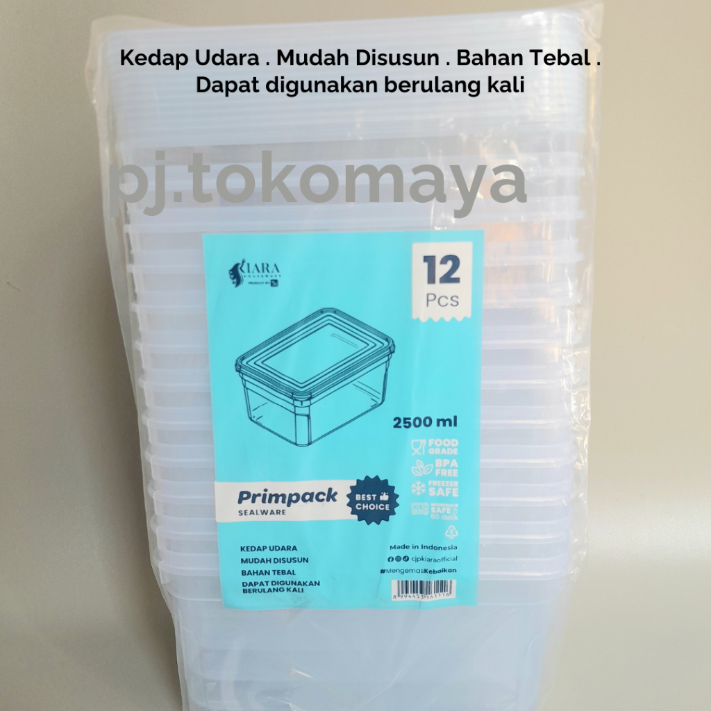 Jual 12 pcs Primpack Set 2500ml Wadah Penyimpanan Makanan Kulkas BPA ...