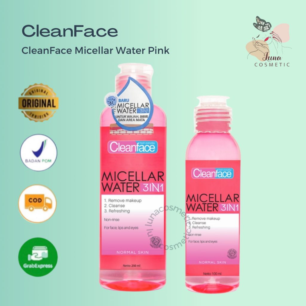 Jual Cleanface Micellar Water 3in1 For Normal Skin 100||250 ML | Shopee ...