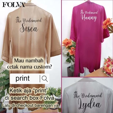 FOLVA Kimono Set Baju Tidur Satin 1395KTSET Coklat All Size
