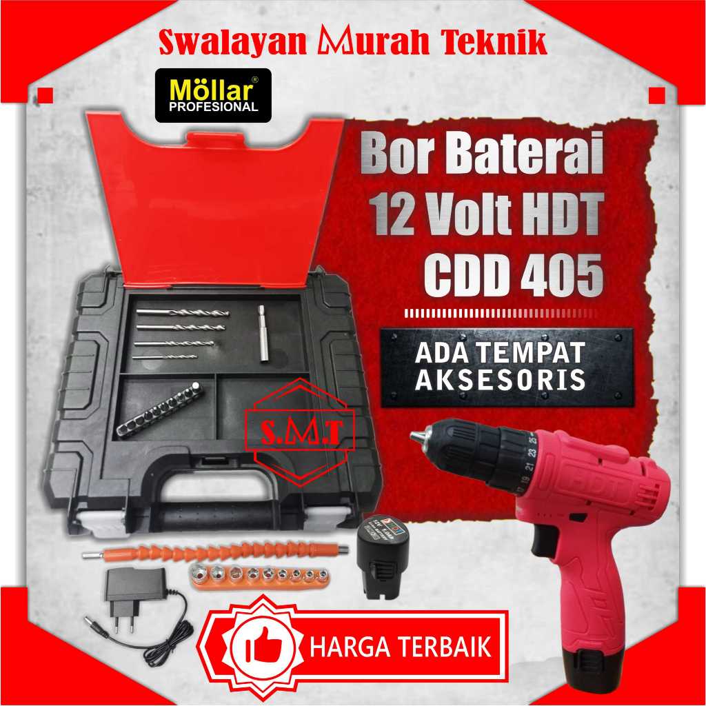 Jual Bor Baterai HDT CDD405 Cordless 12V Set Mata Bor Charger Drill 12 ...