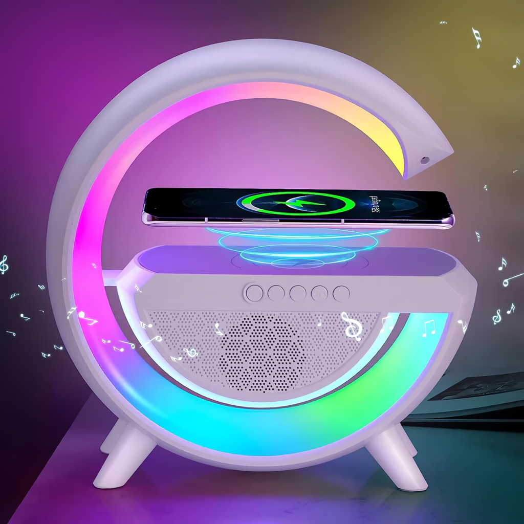 Jual Speaker Bluetooth LED Ambient Light Wireless Charger Lampu Meja ...