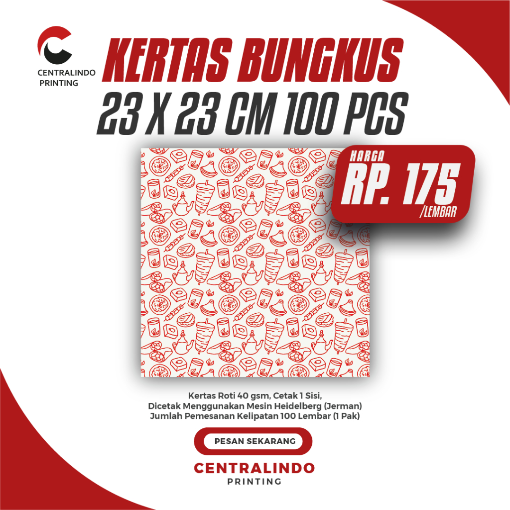 Jual Kertas Roti/Kertas Bungkus/Kertas Minyak/Alas Kue/Alas Roti 23 x ...