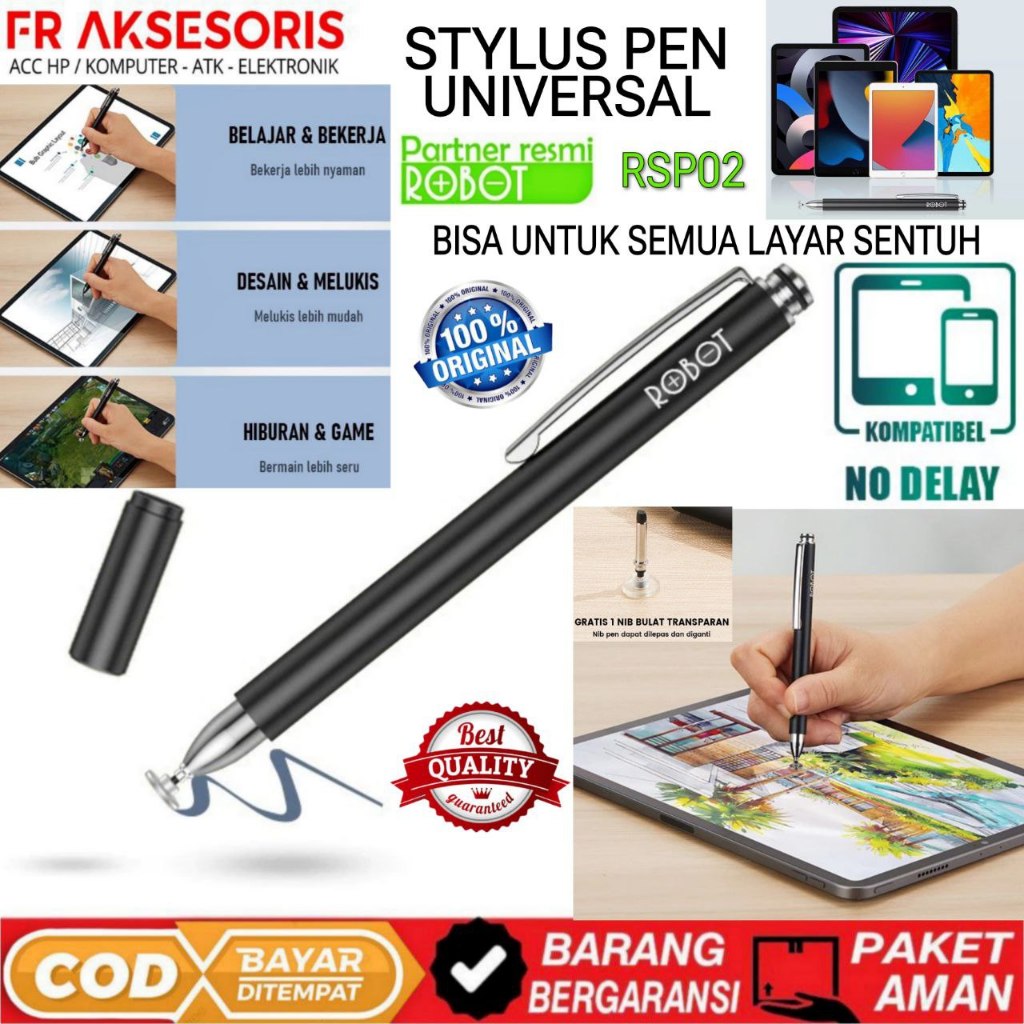 Stylus pen universal 2in1 DOBEL STYLUS Pen BISA SEMUA TABLET HP Laptop DAN  Semua layar sentuh