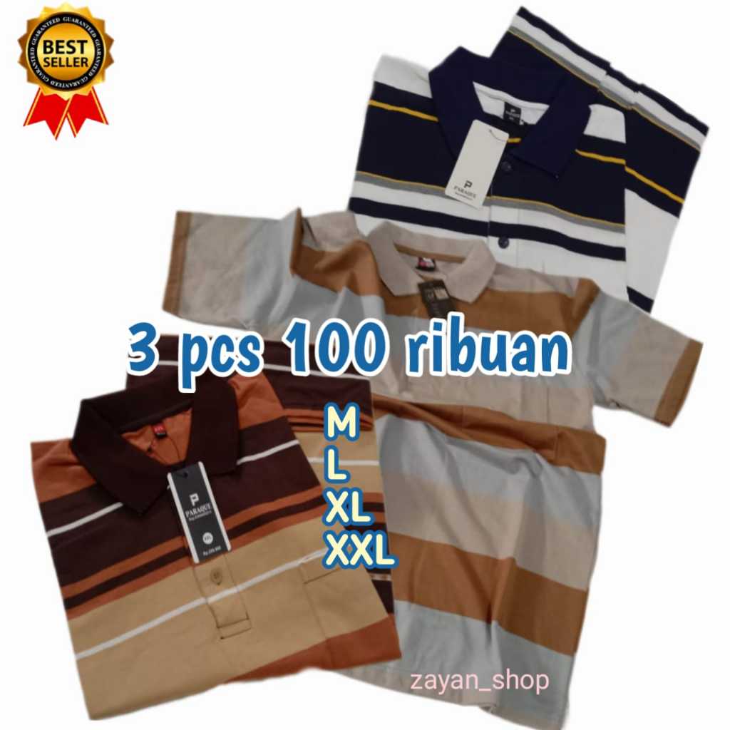 Jual 3PCS 100 RIBUAN II BAJU KERAH SALUR PRIA LENGAN PENDEK PAKAI SAKU ...