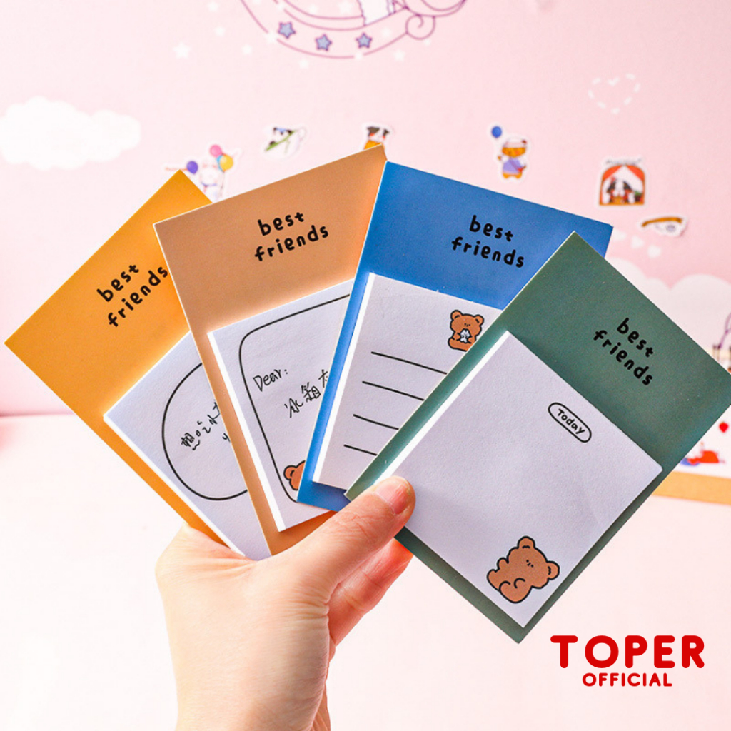 Jual TOPER Sticky Notes Isi 30 Lembar Stick Note Bear Rabbit Mini Memo ...