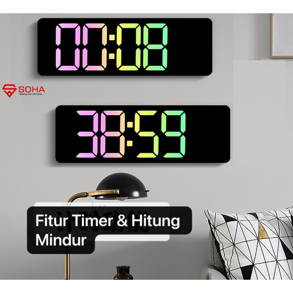 Jual Jam Dinding LED Besar JD-5529 Jam Digital Kalender Hari Alarm ...