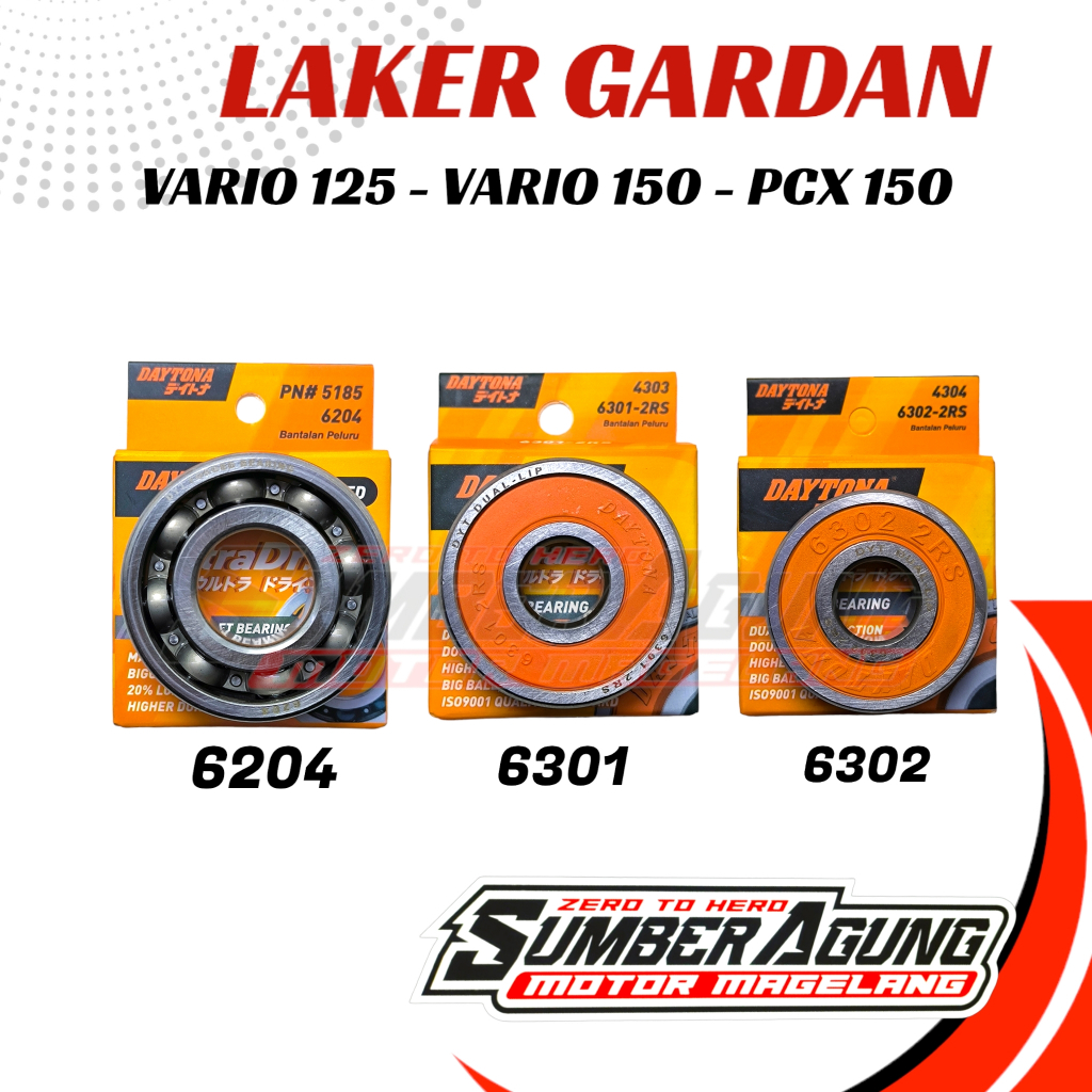 Jual LAKER LAHER BEARING RASIO GARDAN SET 6 PCS VARIO 125 150 PCX 150 ...