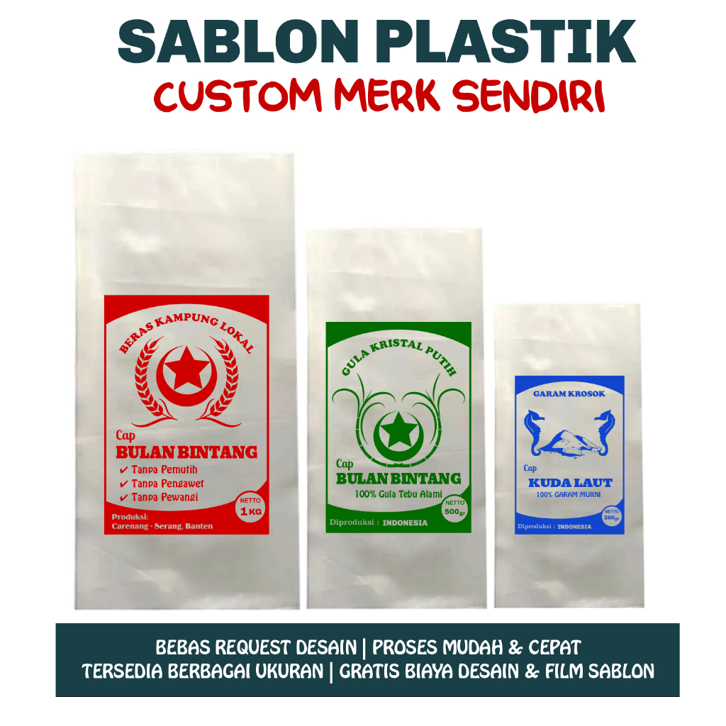 Jual Sablon Plastik Kemasan Beras Tempe Roti Gula Pasir Tepung Camilan ...