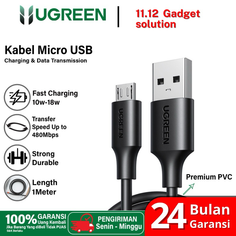 Jual Ugreen Kabel Data Micro Usb Type C Fast Charging W M Premium Pvc Shopee Indonesia