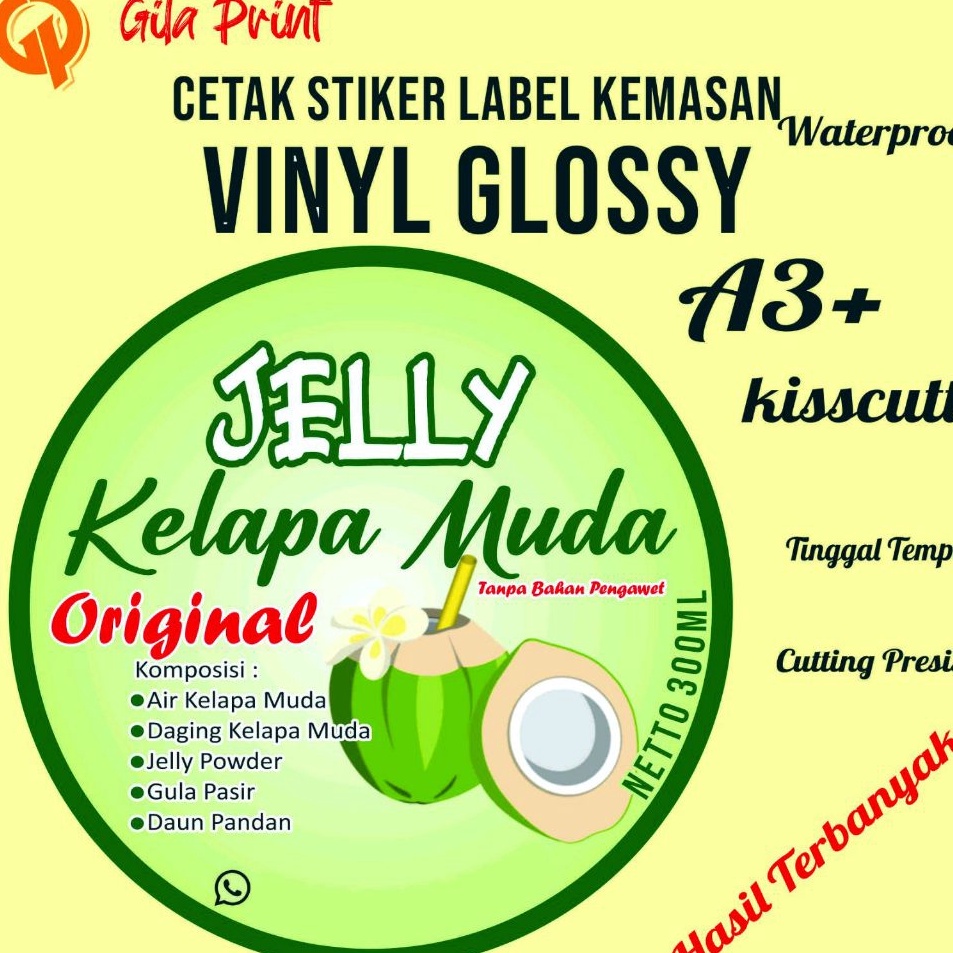 Jual Fast Delivery CETAK STIKER VINYL GLOSSY PRINT LABEL KEMASAN BENING ...