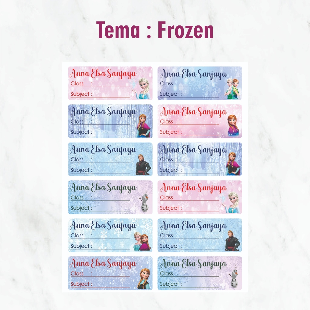 Jual Stiker Label Nama Anak Custom Ukuran M isi 24 pcs Sticker HVS Bisa ...
