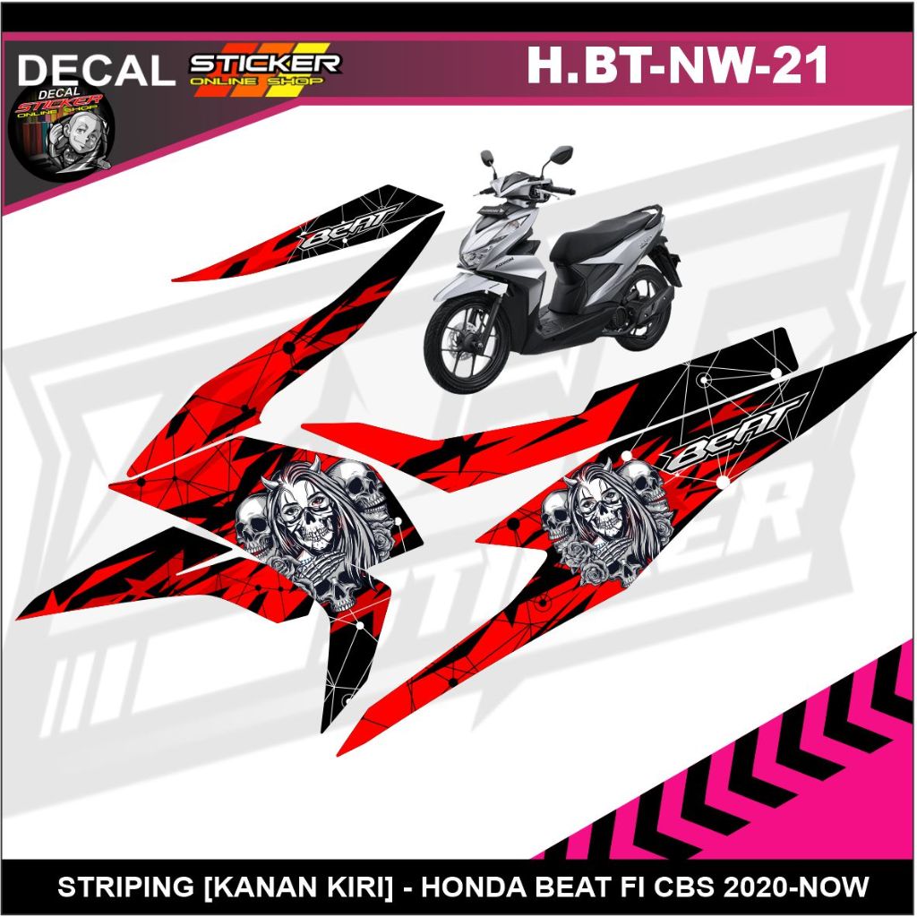 Jual Striping Honda Beat Deluxe Fi Cbs New Gen Motif Tengkorak Keren Shopee