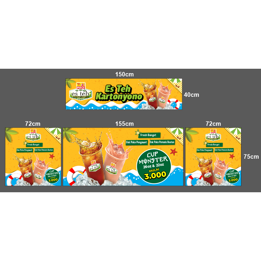 Jual banner booth / rombong es teh | ukuran sesuai gambar | Shopee ...